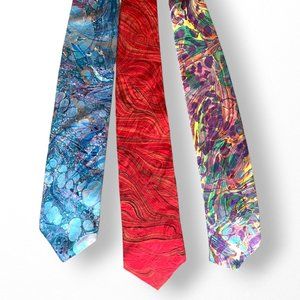 Hand-made and printed SILK ties - set of 3 - NEW